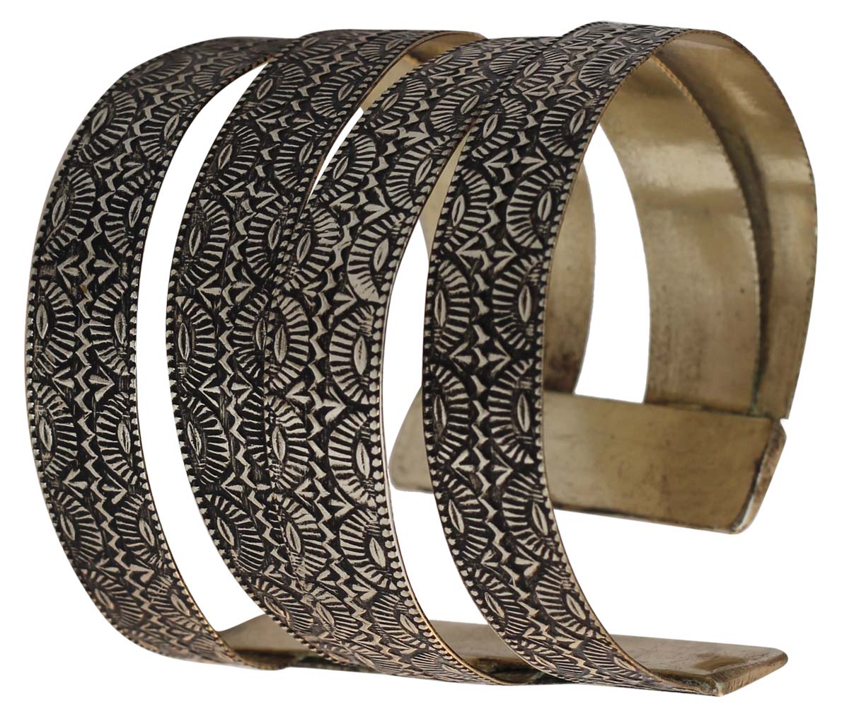 Buy Bracelets in Bulk – Cuff Bracelet – Cast in Brass – Silver Plated with Black Antique Finish – Symmetric Patterning – Wholesale Bulk Bracelets 